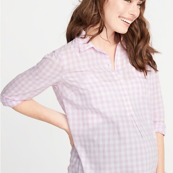 Old Navy Pink Gingham Button Down Shirt - Picture 4 of 11